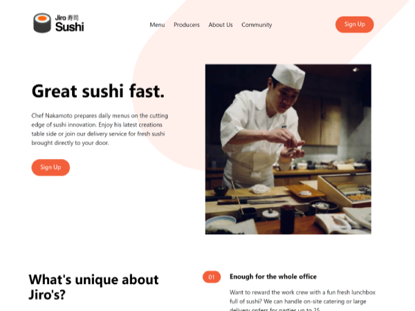 Sushi Landing Page Photo